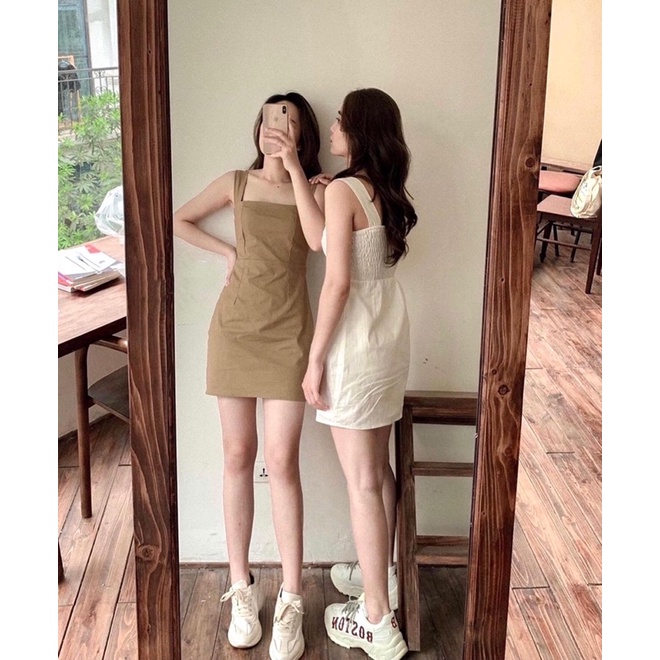 Váy 2 dây bản to bo chun sau cực tôn dáng