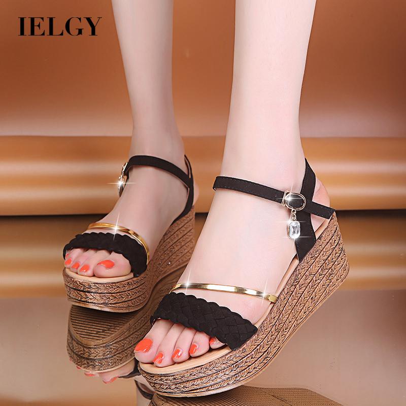 Giày sandal IELGY hở ngón đế xuồng phong cách Bohemian thời trang cho nữ