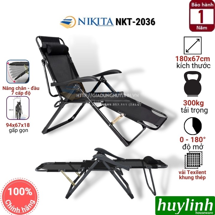 Giường - ghế xếp gấp thư giãn Nikita NKT-2036 - Tải trọng 300kg