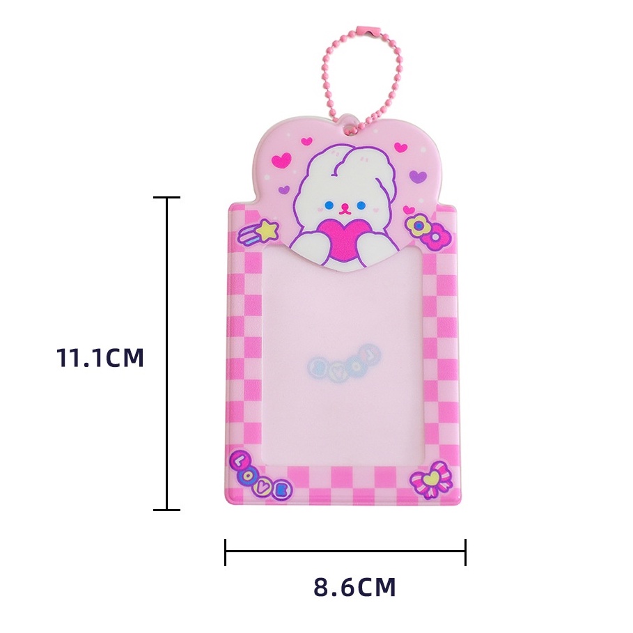 Móc Khoa Dây Bi Keychain Photocard Holder Đựng Ảnh Gấu Thỏ
