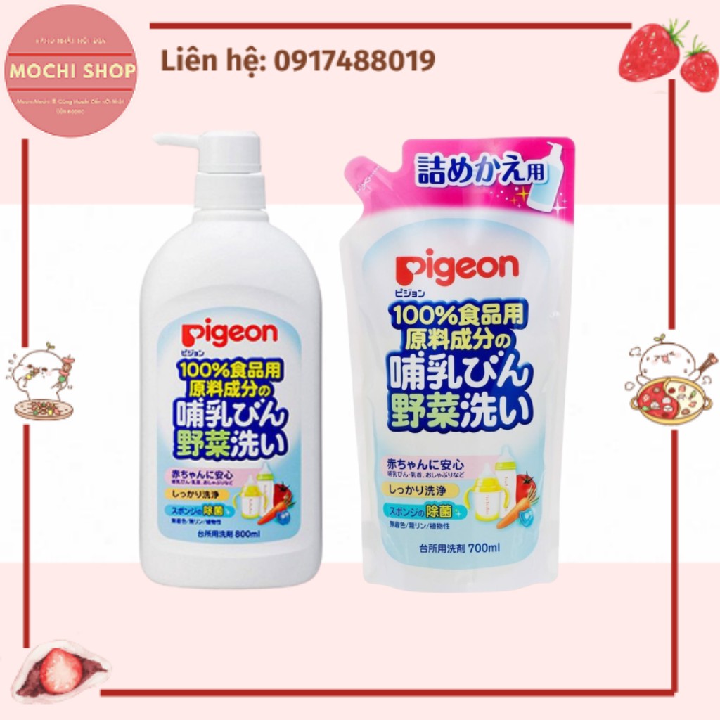 NƯỚC RỬA BÌNH SỮA PIGEON NHẬT BẢN (CHAI 800 ML - TÚI 700ML)