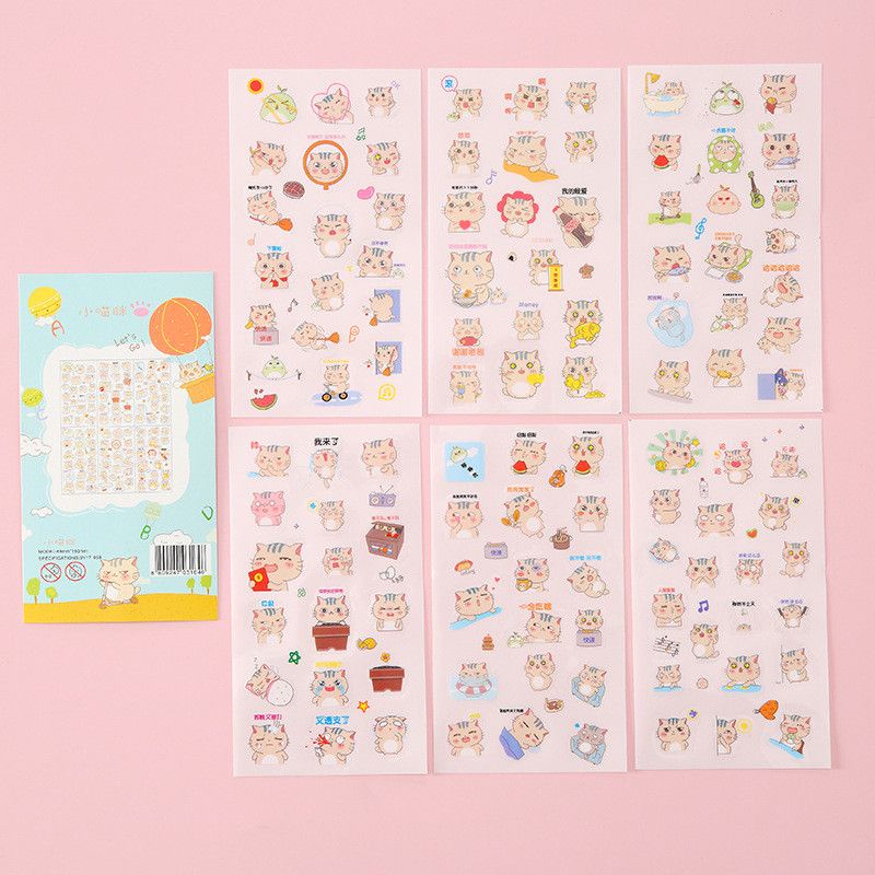 Set 6 tờ sticker mèo béo