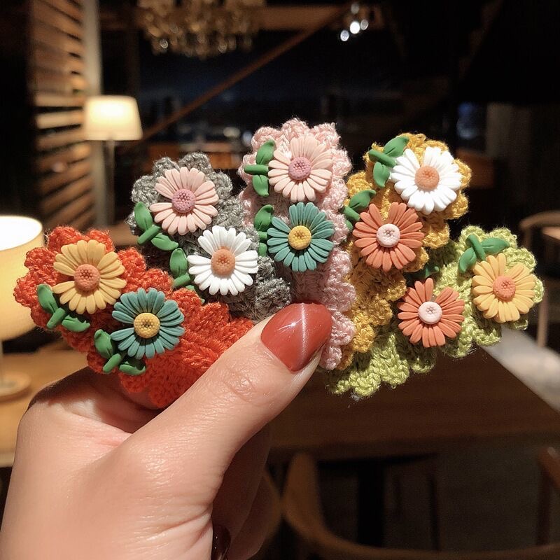 Kẹp tóc đan len họa tiết xinh cho nữ phụ kiện nữ xinh