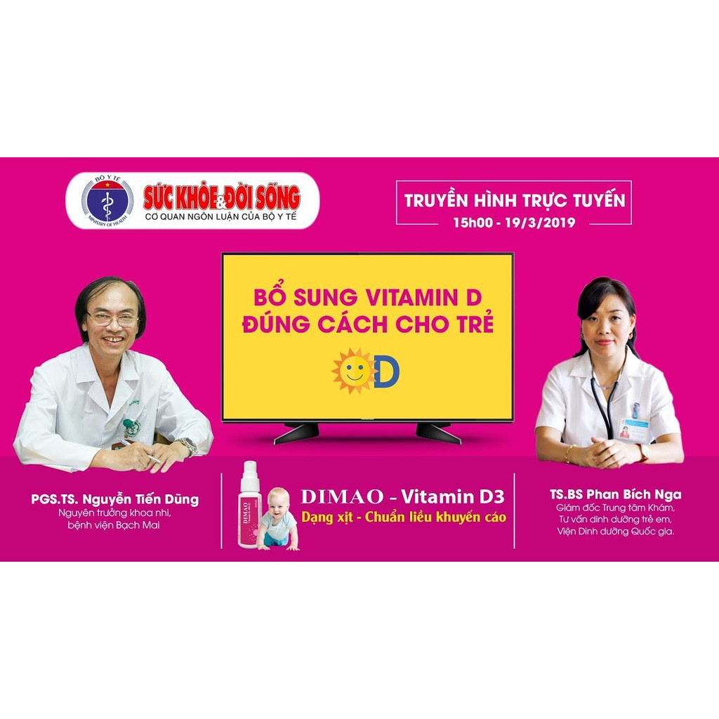 (Chính Hãng + Tặng Quà) Dimao - Vitamin D3 400UI dạng xịt - Tăng Cường Hấp Thu Canxi