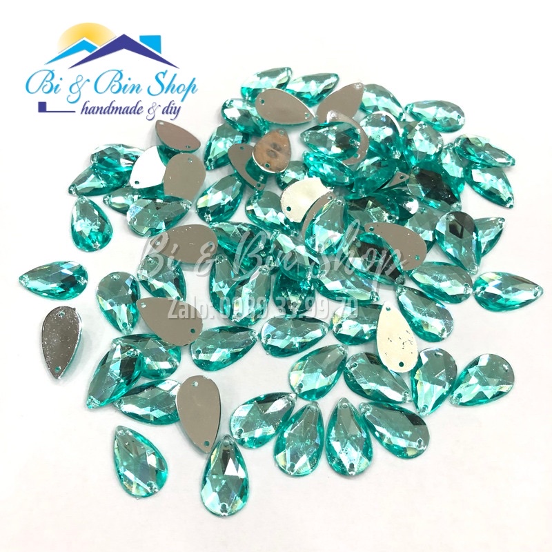 72 Viên Đá Kết Giọt Nước 11x18mm Đính Kết Trang Phục Thời Trang, Làm Phụ Kiện Handmade