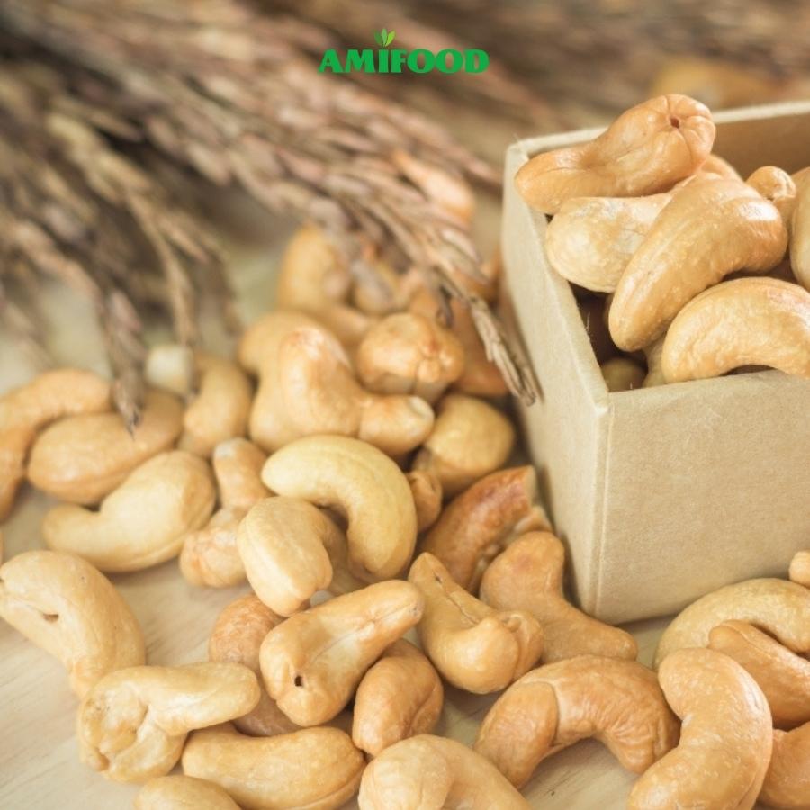 Hạt Điều Sấy Nguyên Vị  Amifood Size To,Sạch Vỏ, Ăn Vặt Mẹ Bầu Thơm, Giòn ,Ngậy - 500Gram