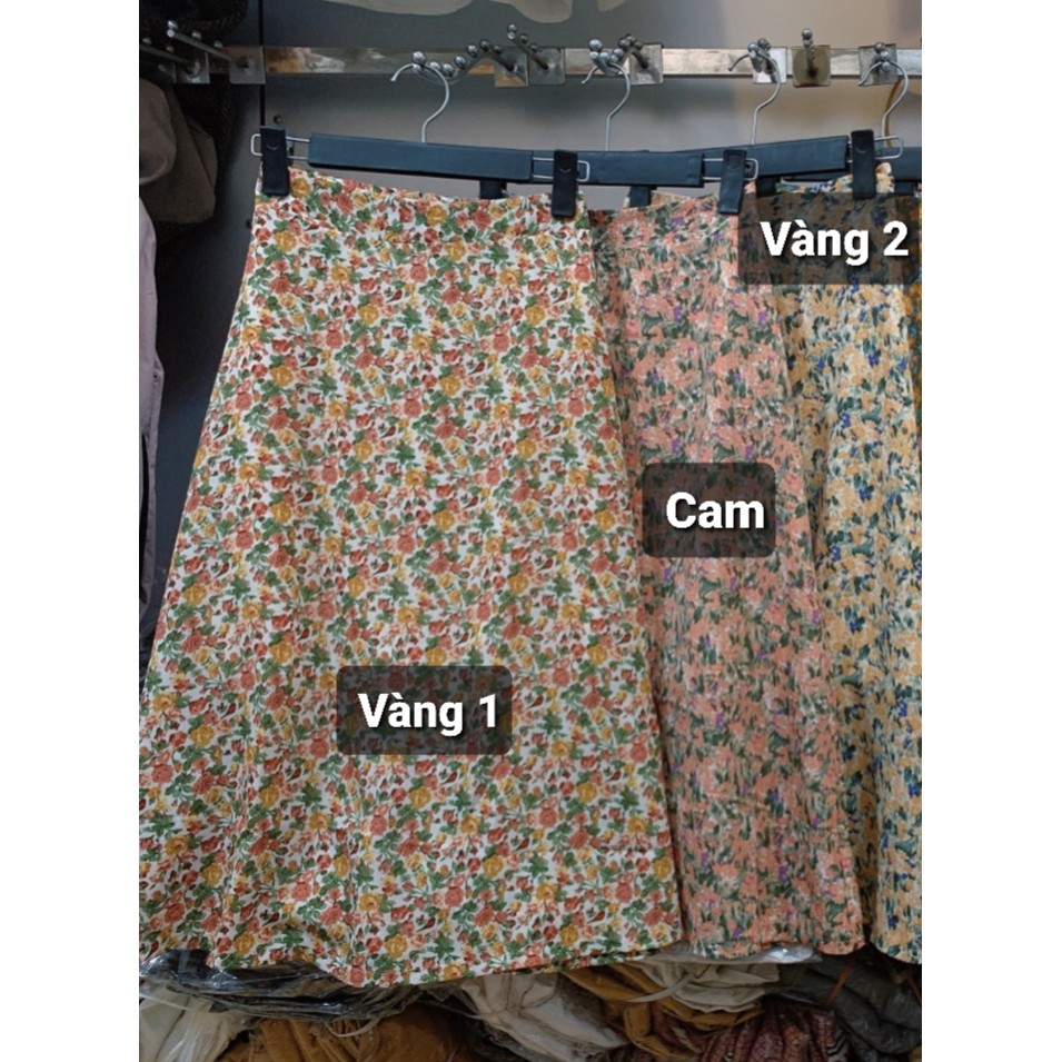 ĐĂNG LẠI - Chân váy hoa midi dài chữ A 2 lớp size S M
