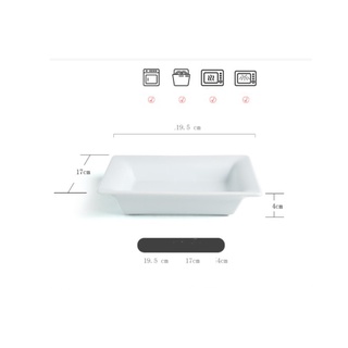 Đĩa chữ nhật sứ trắng sâu lòng