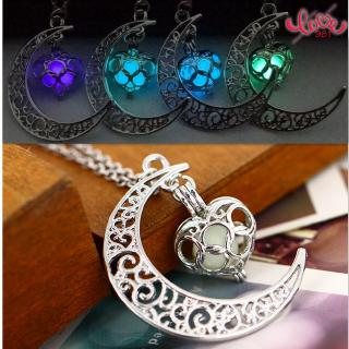 Dây Chuyền Mặt Hình Mặt Trăng Và Trái Tim Phát Quang Phong Cách Âu Mỹ