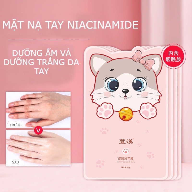 Mặt nạ dưỡng da tay ủ tay dưỡng trắng hình mèo LIFUSHA nội địa Trung MNT1