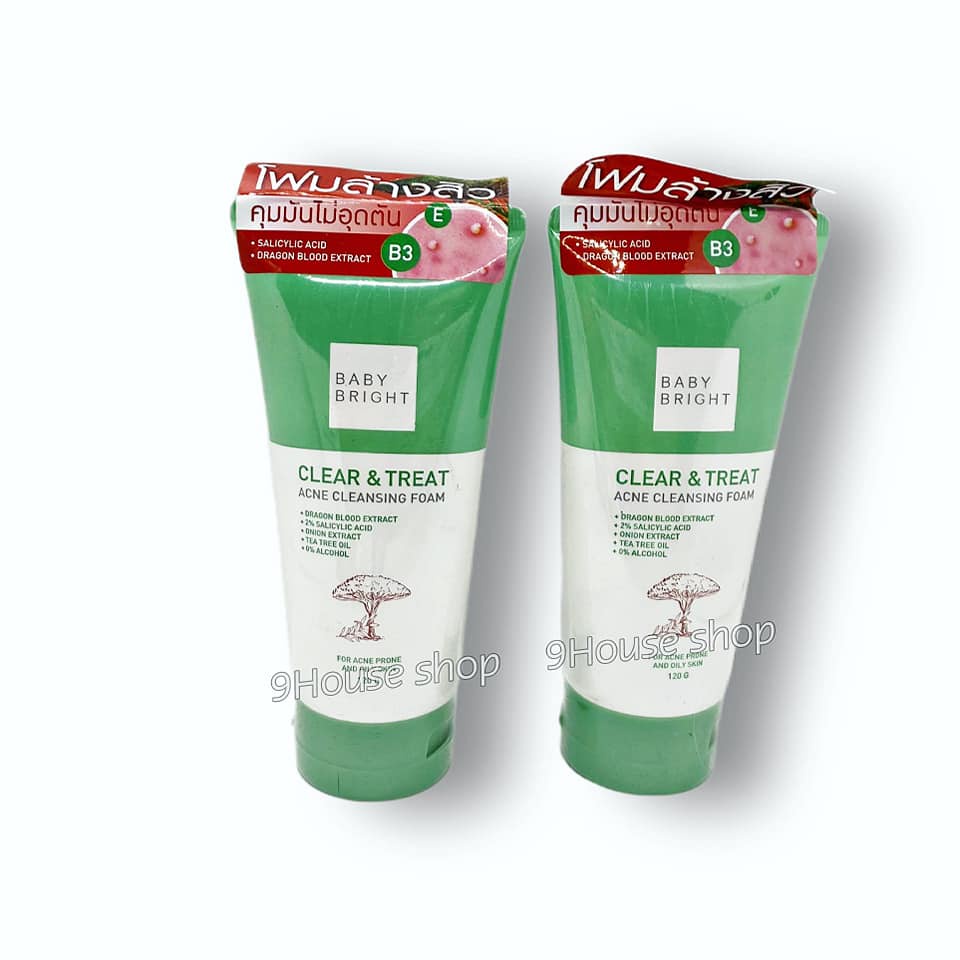 01 Sửa Rửa Mặt Dưỡng Ẩm Dành Cho Da Mụn Clear & Treat Acne Cleansing Foam Baby Bright Thái Lan 120gram