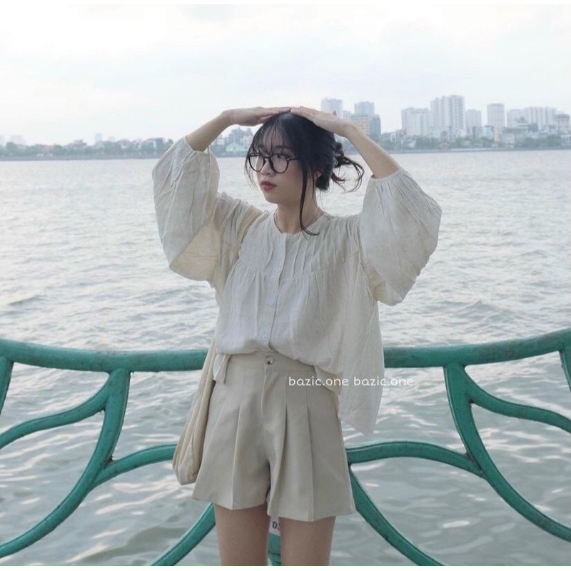Áo Kiểu FICA TOP form babydoll suông rộng chất đũi mát chuẩn style hàn xẻng hàng nhập quảng châu