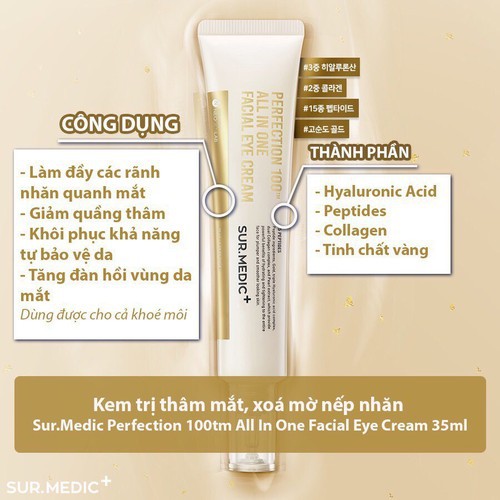 Kem dưỡng mắt làm mờ nếp nhăn SURMEDIC Perfection 100tm All In One Facial Eye Cream 35ml