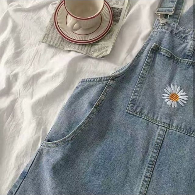 [ORDER] Yếm jeans ống suông ulzzang họa tiết hoa cúc - Có ảnh thật | BigBuy360 - bigbuy360.vn
