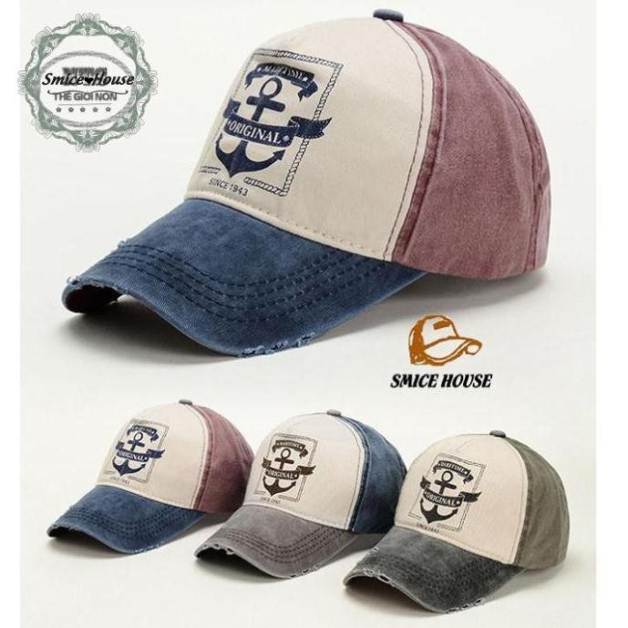 NÓN LƯỠI TRAI RÁCH CÁ TÍNH MŨ JEANS RÁCH MỎ NEO BỤI BẶM