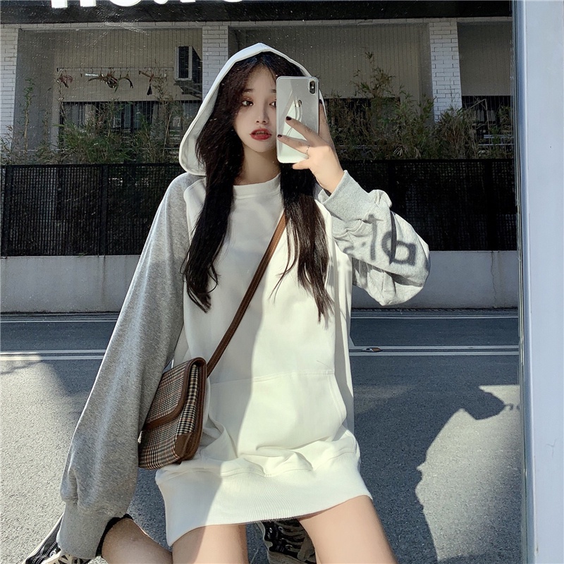 【ZHELIHANGFEI】Áo Hoodie Tay Dài Dáng Rộng Phong Cách Thời Trang Mỹ