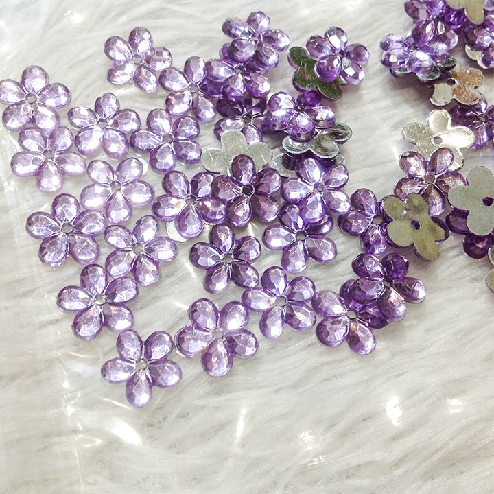 Gói 5 Hạt đá acrylic hoa mai nhựa kết áo lấp lánh đính trang phục thời trang