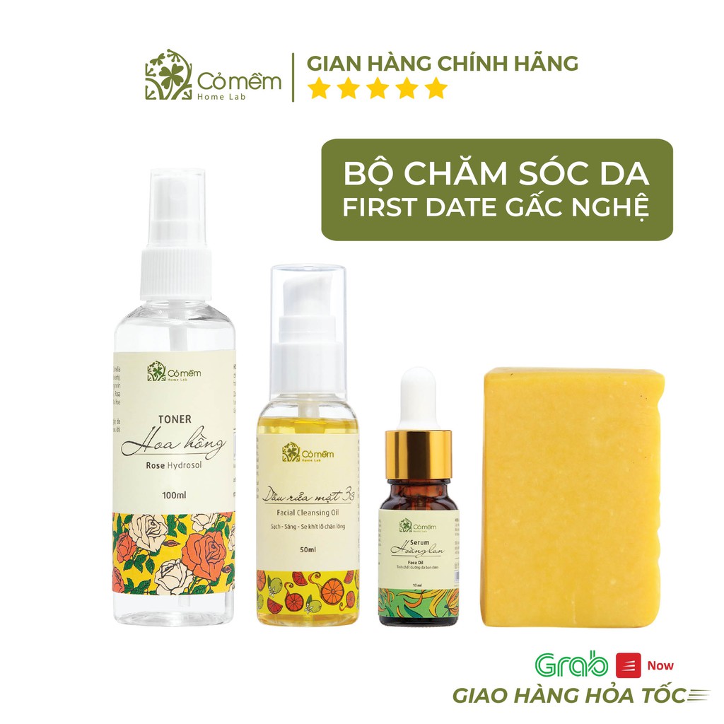 Bộ Chăm Sóc Da 4 Bước Sáng Da Giảm Mụn Tràm Trà/ Gấc Nghệ An Toàn Cỏ mềm