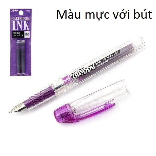 Ống mực platinum cho bút máy Preppy (1 vỉ 2 ống mực)