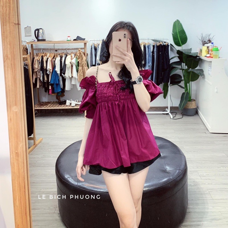 áo trễ vai cổ vuông