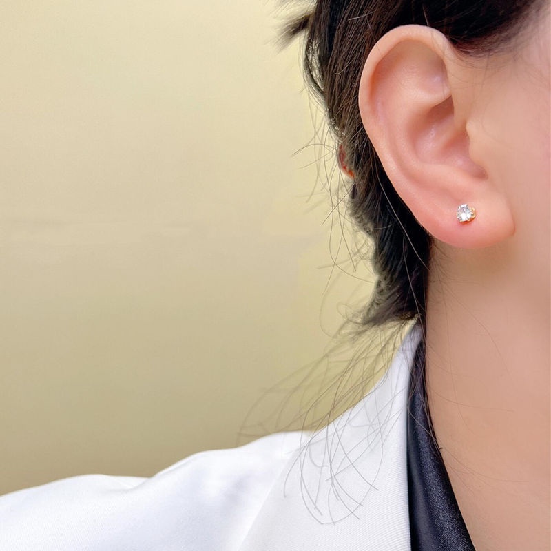 Dây chuyền nữ chất liệu titan không gỉ mạ vàng 18k mặt đính đá đơn giản phong cách thời trang hàn quốc