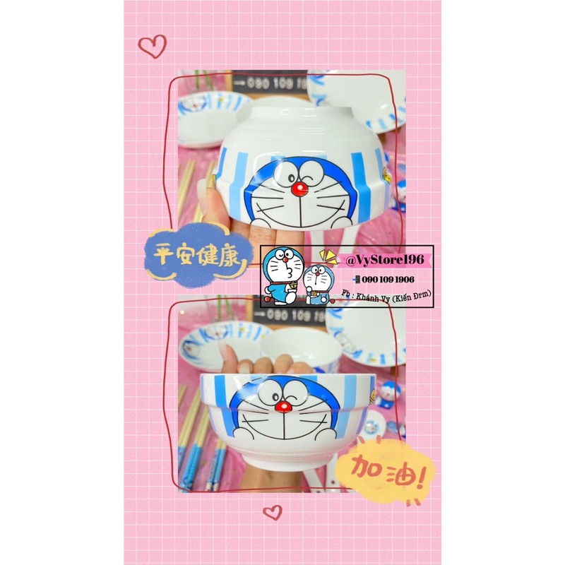 SET BÁT CHÉN DĨA ĐÔREMON KÈM ĐŨA MUỖNG