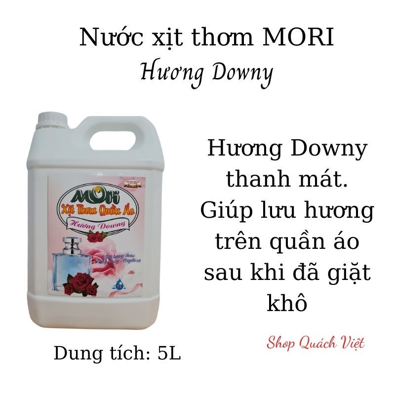 Xịt thơm quần áo MORI hương Comfor - dành cho các cửa hàng giặt sấy, giặt là, giặt ủi, can 5L