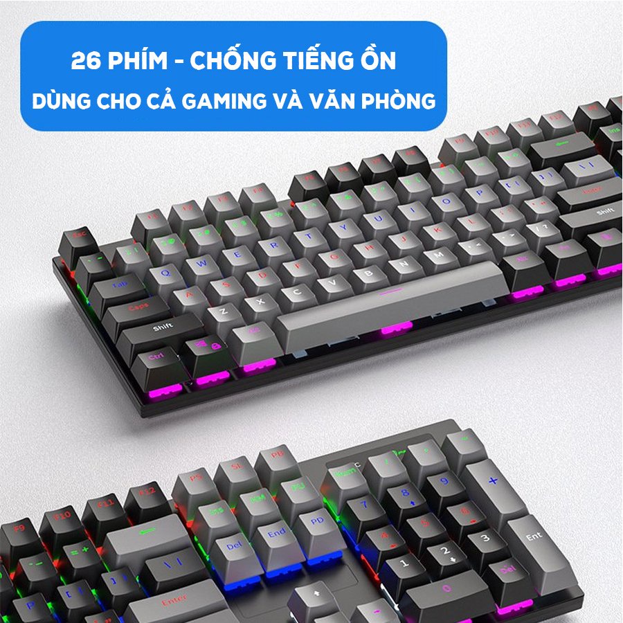 Bàn phím cơ giá rẻ LED TOMATO Gaming RGB máy tính bàn có dây LUVIBA S220