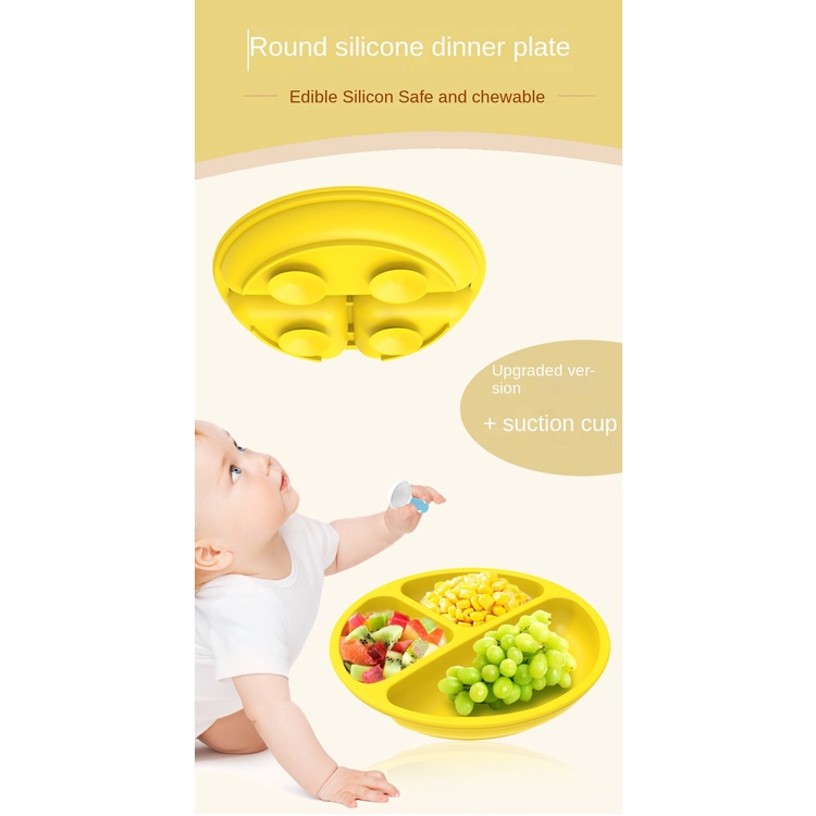 Đĩa Ăn Bằng Silicon Hình Mặt Cười Dễ Thương Cho Bé