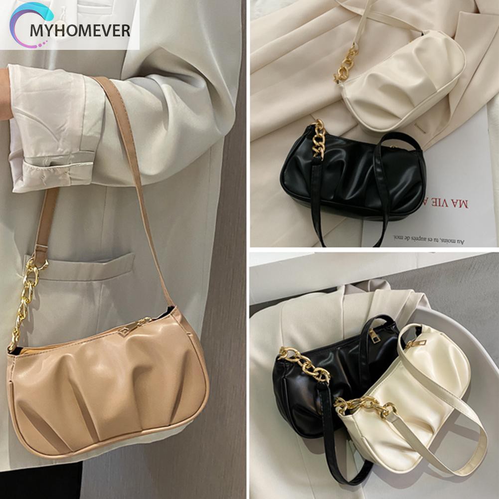 Túi xách da PU phối xích kim loại thời trang cho nữ