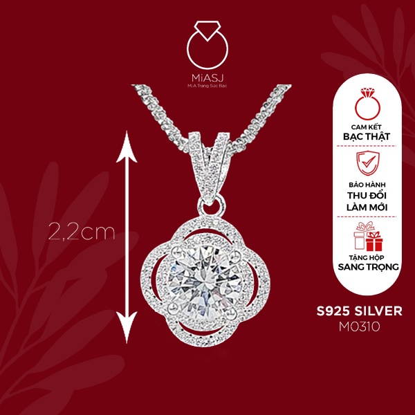 Mặt dây chuyền nữ Bạc Ý S925 MiASJ đính đá Cz nhiều kiểu dáng kích thước da dạng M5