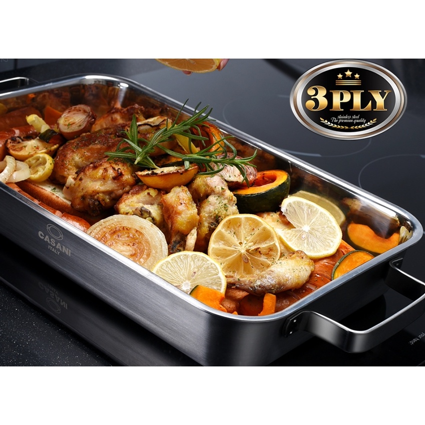 ♡K-kitchen♡ Wide square frying pan induction 3-layer inox [casani]