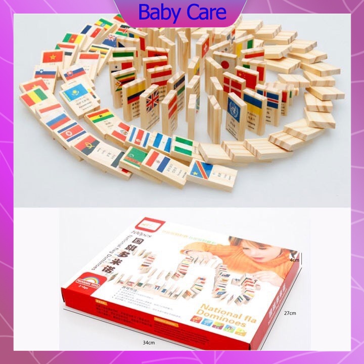 Đồ Chơi Giáo Dục Bằng Gỗ DOMINO Quốc Kỳ Các Quốc Gia Trên Thế Giới Giúp Bé Làm Quen Với Quốc Kỳ Các Nước - BABYCARE