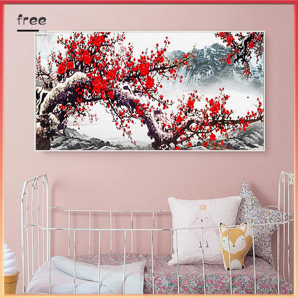 Tranh Đính Đá Kim Cương Toàn Bộ 5d Diy Hình Vẽ Hoa Đào