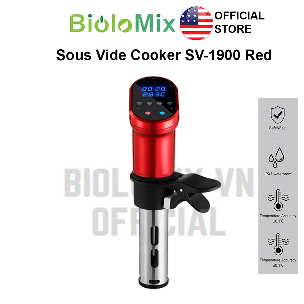 [BioloMix Brand] Máy nấu chậm Sous vide BioloMix SV-1900 điều khiển màn hình LED và App Wifi thông minh thế hệ thứ 3