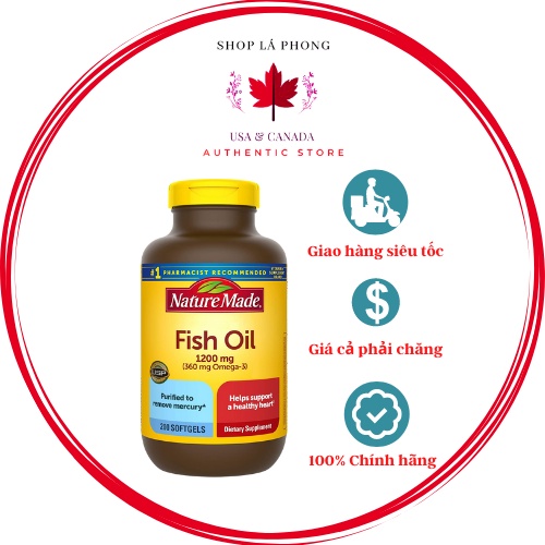 Viên uống dầu Cá Nature Made Fish Oil 1200mg Omega 3 (120 Viên)