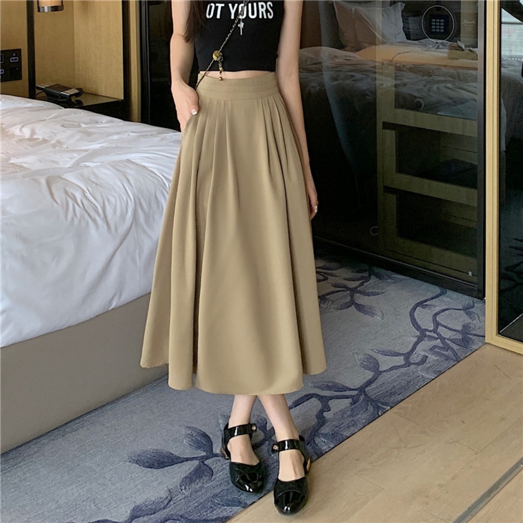 Chân váy nữ chữ a dáng dài phong cách ulzzang , Váy chất liệu kaki mềm + lớp lót trong mềm mại  MS : 25