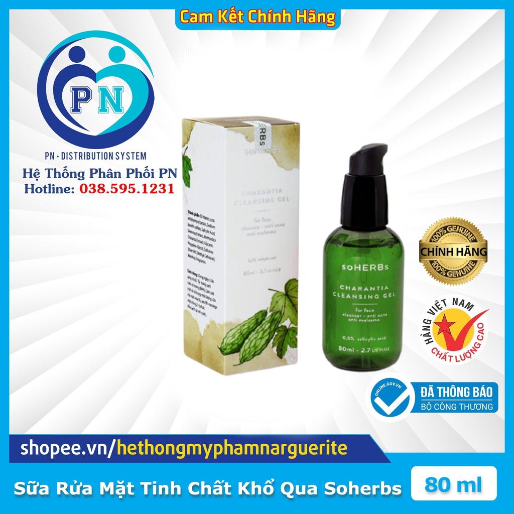 SỮA RỬA MẶT Y HỌC TINH CHẤT KHỔ QUA CHARANTIA CLEANSINH GEL SOHERBS (80ML)