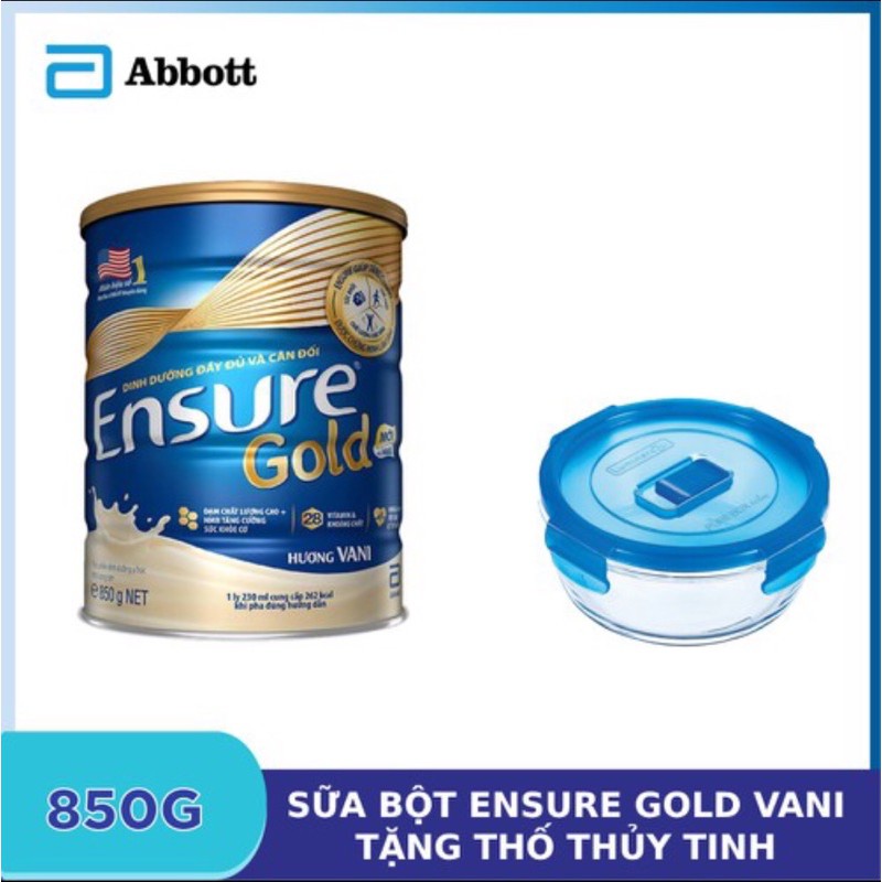 Bộ 1 Ensure Gold Vani 850g tặng 1 Thố chịu nhiệt Luminarc 950ml