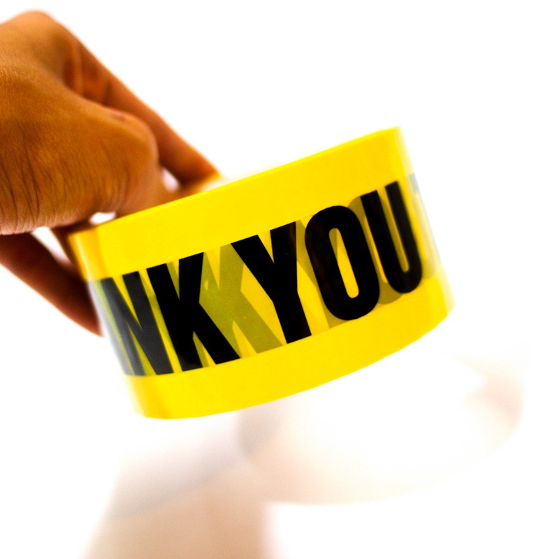 Băng keo tape vàng THANK YOU - Sticker Factory - Chiều dài 25m