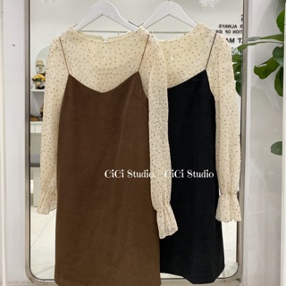 Set váy kèm sơmi chấm bi