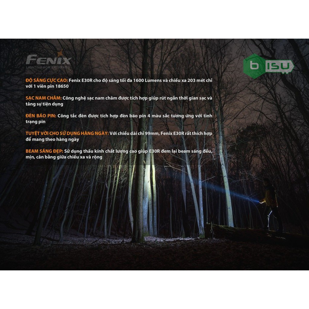 ĐẠI LÝ ĐỘC QUYỀN FENIX - Đèn pin Fenix - E30R - 1600 Lumens