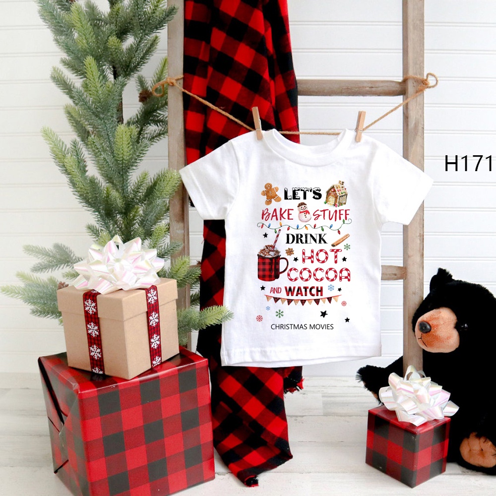 Dễ Thương Áo Thun Tay Ngắn Cổ Tròn In Hình Ông Già Noel Hoạt Hình Giáng Sinh Dành Cho Trẻ Em