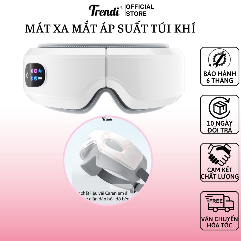 Máy Mát Xa Mắt Áp Suất Túi Khí - NHIỆT RUNG NHẠC - 6 chế độ - giảm mỏi và quần thâm Mắt