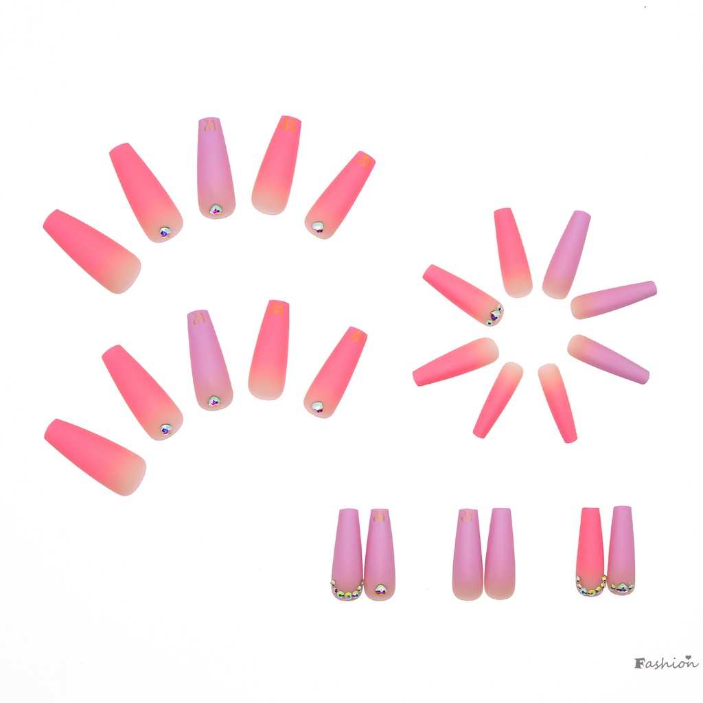 [Hàng mới về] Set 24 móng tay giả dài đầu vuông màu gradient