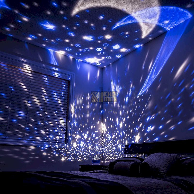 Đèn Ngủ Chiếu Sao Tự Xoay  𝑺𝑻𝑨𝑹 𝑴𝑨𝑺𝑻𝑬𝑹  đèn ngủ để bàn Bầu Trời Trăng Sao, Đèn trang trí phòng ngủ chi sinh động