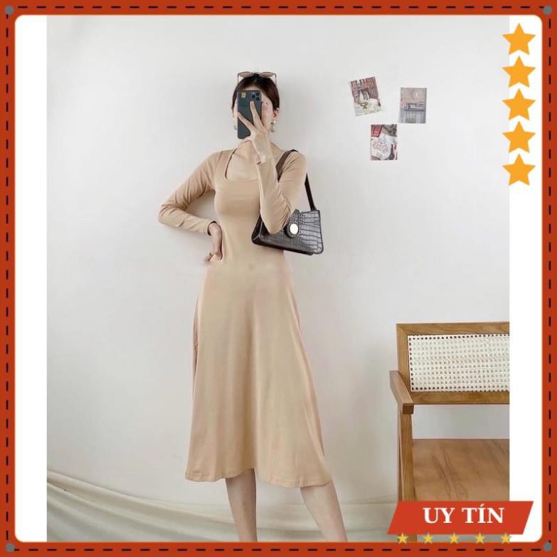Đầm cổ vuông thun dài tay Eva_home_fashion | BigBuy360 - bigbuy360.vn