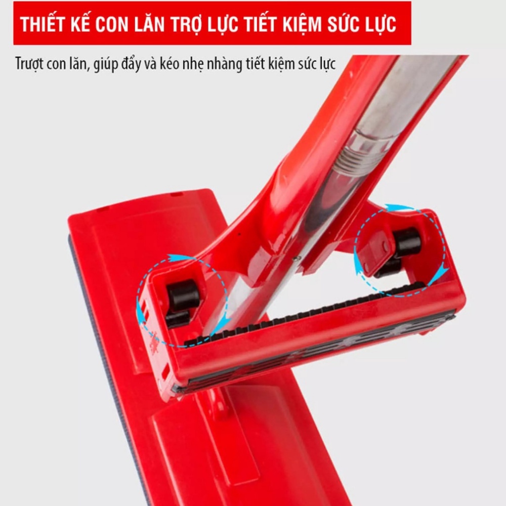 Cây lau nhà tự vắt Kitimop-Red  FREESHIP  thiết kế bàn vắt thông minh, chất liệu inox không gỉ cứng cáp - bảo hành 12T