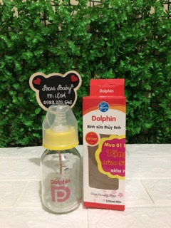 (Tặng thêm 1 núm) Bình thuỷ tinh Dolphin 120ml