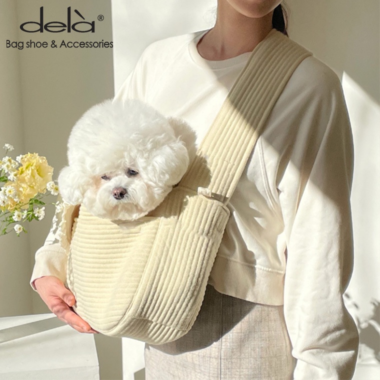 Dela Túi Đeo Chéo Vai Đựng Thú Cưng Cỡ Lớn Bằng Vải Bạt Dễ Thương